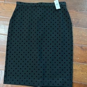 Ann Taylor Black Velvet Polka Dot Pencil Skirt